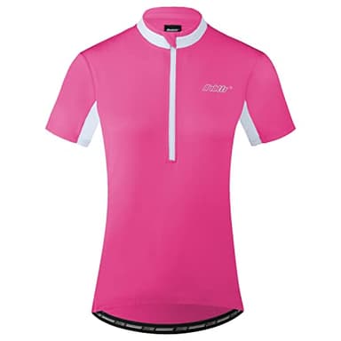 bpbtti Women's Half Zipper Short Sleeve Cycling Jersey Bike Biking Shirt with 3-Rear Pockets (Small,Pink/White) - Image 2