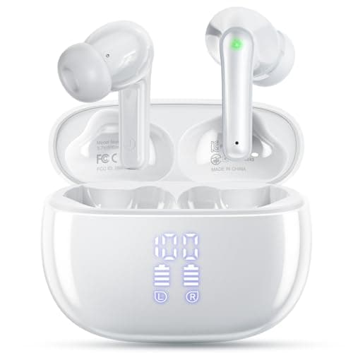 HUIFU Wireless Earbuds, Bluetooth 5.3 Ear Buds, Headphones with Clear Stereo Sound, 40H Playtime with LED Digital Display, IPX7 Waterproof Earphones Built-in Mic for Phone Tablet Sports Workout - Image 1