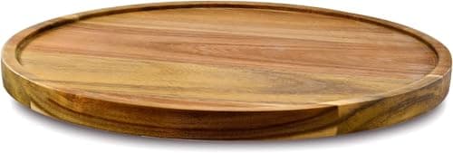 14" Acacia Wood Lazy Susan Organizer Kitchen Turntable for Cabinet Pantry Table Organization - Image 1
