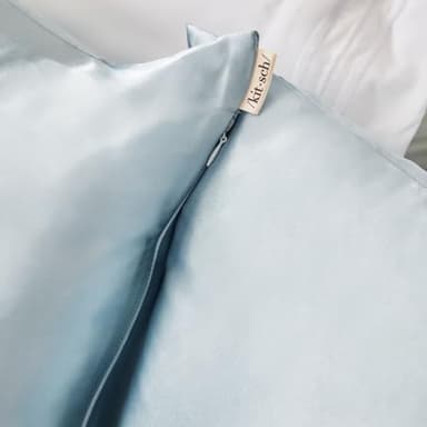 Kitsch Satin Pillowcase with Zipper for Hair & Skin, Softer Than Silk Pillow Cases Queen, Wrinkle-Free, Smooth and Cooling Satin Pillow Covers, Standard Size 19"x26", Haze Blue - Image 8