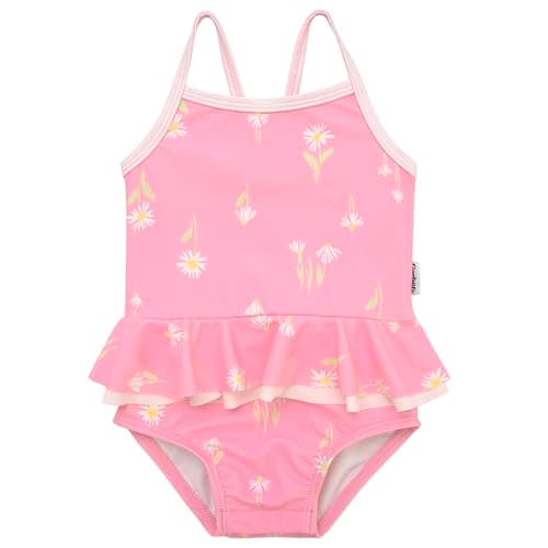 Gerber Baby Girls One-Piece Swimsuit, Pink Daises, 3-6 Months - Image 1