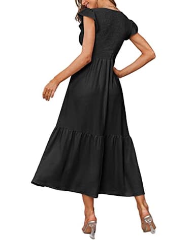 OFEEFAN Casual Dress Black Maxi Dress Funeral Dress for Women Plus Size XXL - Image 4