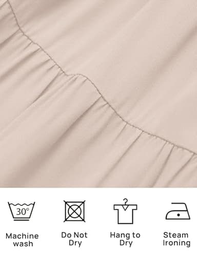 ZESICA Women's 2025 Summer Casual Flutter Short Sleeve Crew Neck Smocked Elastic Waist Tiered Midi Dress,Apricot,Medium - Image 6