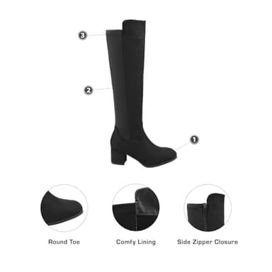 DREAM PAIRS Women's Knee High Stretchy Fashion Boots,Size 9W,Black,DWUWKB2505 - Image 2