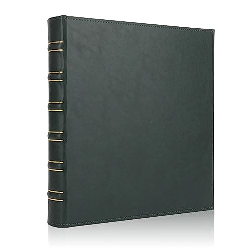 LETVPVOW Vintage Hardback 3 Ring Binder 1 Inch, Professional Leather Binder 3 Ring, Three Ring Binders Fits 8.5" x 11", D Ring Binders for Photo Album, Home, School and Office Supplies- Dark Green - Image 1