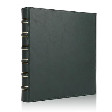 LETVPVOW Vintage Hardback 3 Ring Binder 1 Inch, Professional Leather Binder 3 Ring, Three Ring Binders Fits 8.5" x 11", D Ring Binders for Photo Album, Home, School and Office Supplies- Dark Green - Image 1