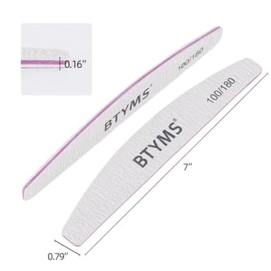 BTYMS 25Pcs 100/180 Grit Nail File and Buffer Professional Double-Sided Emery Boards for Acrylic, Gel & Natural Nails - Image 2