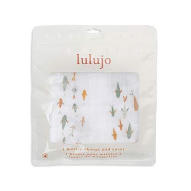 Lulujo Muslin Change Pad Cover - Fitted Changing Pad Cover for Boys and Girls -32"x17", 1 Pack (Fish) - Image 4
