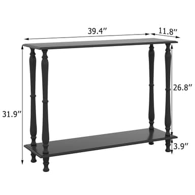 TaoHFE 32 Inch Narrow Black Console Tables for Entryway Table Couch Table Behind Sofa Skinny Hallway Table Vintage Wooden Black Side Table for Entrance Living Room Corridor Front Door - Image 2