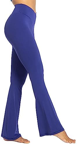 Sunzel Flare Leggings, Crossover Yoga Pants with Tummy Control, High-Waisted and Wide Leg, 30" Inseam, Navy Blue X-Small - Image 2