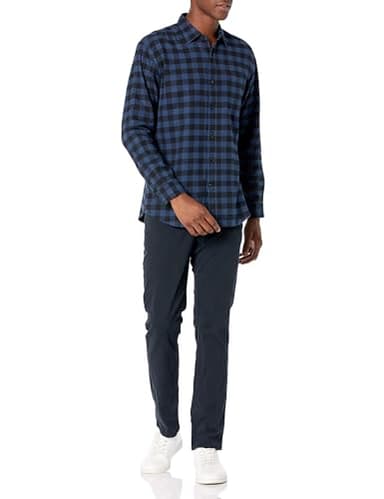Amazon Essentials Men's Long-Sleeve Flannel Shirt (Available in Big & Tall), Black Blue Buffalo Plaid, Medium - Image 5