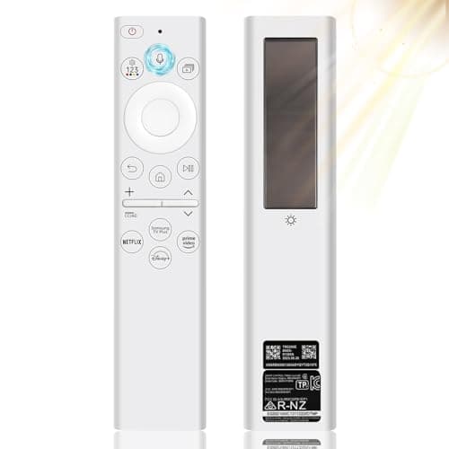 BN59-01391A Solar Voice Remote Replacement for Samsung Frame TV Remote with Bluetooth Rechargeable Solar Cell, for Samsung 2021-2023 Smart TVs Ultra HD 4K 8K Neo QLED UHD, 4 Shortcut Buttons, White - Image 1