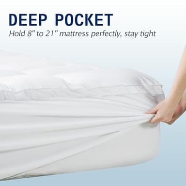 SOPAT Mattress Topper King Size Extra Thick Mattress Pad 8-21" Deep Pocket Soft Down Alternative Fill Mattress Protector Pillow Top Mattress Cover (78x80 Inches, White) - Image 4