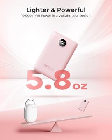 VEEKTOMX Small Portable Charger, Mini Power Bank 10000mAh, PD 22.5W Fast Charging USB-C Battery Bank, Travel Essentials Dual Voltage External Portable Powerbank for iPhone/Samsung/Google Pixel, Pink - Image 2