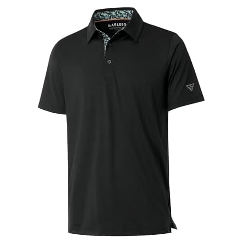 M MAELREG Polo Shirts for Men Short Sleeve Performance Moisture Wicking Quick Dry Casual Collared Men’s Polo Shirts Black - Image 1