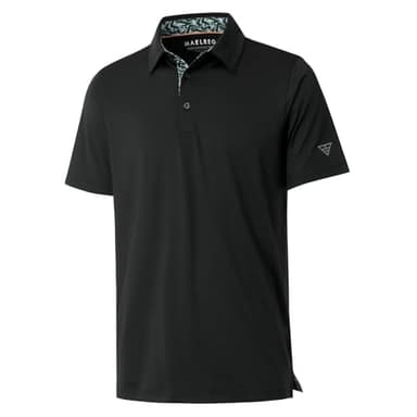 M MAELREG Polo Shirts for Men Short Sleeve Performance Moisture Wicking Quick Dry Casual Collared Men’s Polo Shirts Black - Image 1