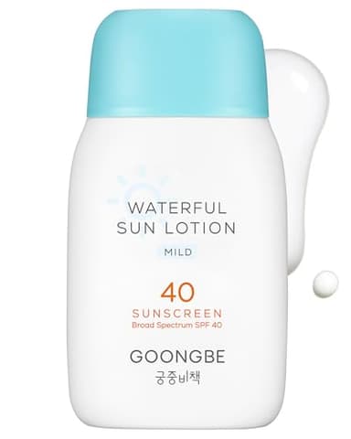 GOONGBE Waterful Sun Lotion Mild SPF 40 - Zinc Oxide Water Resistant Mineral Sunscreen for Babies, Kids & Adults - Hypoallergenic, Vegan, Reef-Safe - Korean Sun Care for Sensitive Skin, 2.82 fl.oz. - Image 1