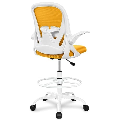 Primy Drafting Chair Tall Office Chair with Flip-up Armrests Executive Ergonomic Computer Standing Desk Chair with Lumbar Support and Adjustable Footrest Ring（Mustard） - Image 1