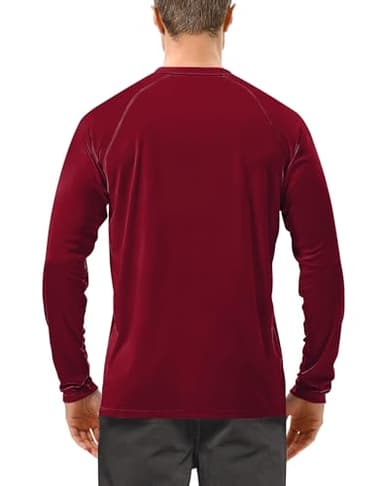 Roadbox Mens UPF 50+ UV Sun Protection Shirts Outdoor Long Sleeve SPF Diving Rash Guard for Fishing Hiking Swimming Beet Red - Image 2