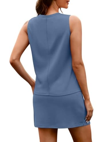 WIHOLL 2 Piece Skirt Sets for Women Summer Beach Vacation Clothes Fashion Travel Cruise Outfits 2025 Resort Wear for Airplane Spring Break Comfy Matching Sets Women Clothing with Shorts Blue S - Image 5