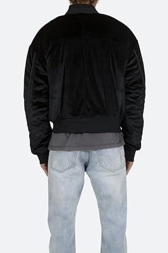 mnml Men's Velour Bomber Jacket, Black - Image 4