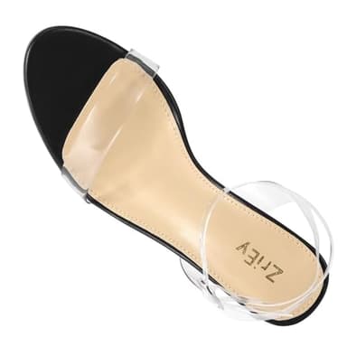 ZriEy 4-Inch Platform Clear High Heels for Women Block Chunky Heeled Sandals Open Toe Ankle Strap Heels Wedding Party Evening Prom Dress Pump Sandals Shoes Black Clear Size 5 - Image 3