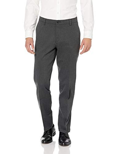 Dockers Men's Straight Fit Signature Lux Cotton Stretch Khaki Pant-Creased, Charcoal Heather, 36W x 29L - Image 1
