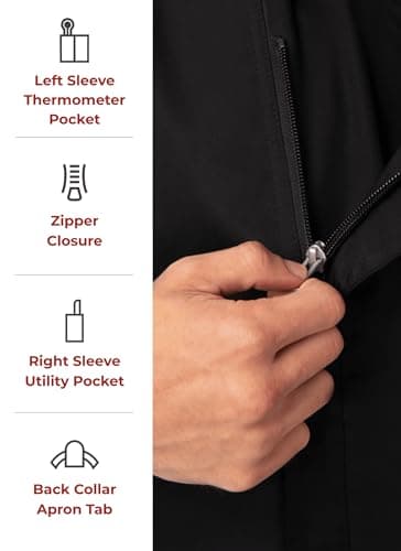 Chef Works Men's Springfield Chef Coat, Black, Medium - Image 5