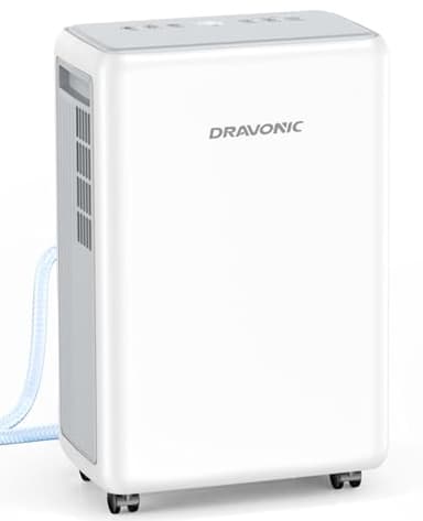 Dravonic 2000 Sq. Ft Dehumidifier for Basement, 30 Pint Dehumidifiers for Home, Bedroom and Bathroom, 3 Modes Dehumidifier with Drain Hose, Smart Humidity Control, 24H Timer (White) - Image 1