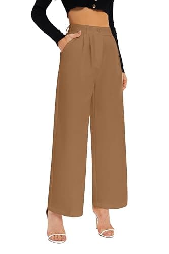 FUNYYZO Women's Wide Leg Pants High Elastic Waisted in The Back Business Work Trousers Long Straight Suit Pants - Image 4