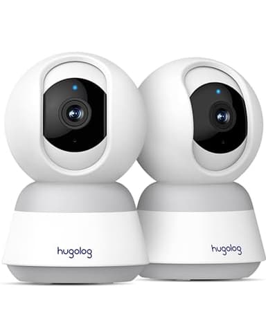 Hugolog 3K 5MP Indoor Pan/Tilt Security Camera with Auto-Focus(2pcs),Ideal for Baby Monitor/Pet Camera/Home Security,Starlight Color Night Vision,Human/Pet AI,Noise Reduction,US Cloud,Works with Alexa - Image 1