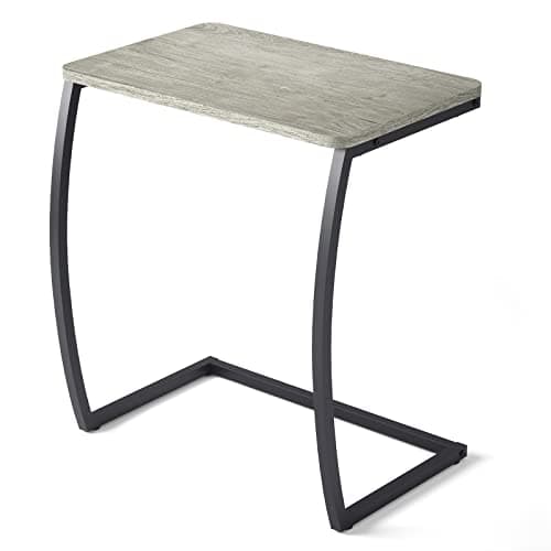 SRIWATANA Side Table, End Table, Vintage C-Shaped Couch Table for Sofa Laptop Coffee Snack, Light Grey - Image 1