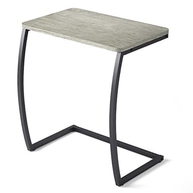 SRIWATANA Side Table, End Table, Vintage C-Shaped Couch Table for Sofa Laptop Coffee Snack, Light Grey - Image 1