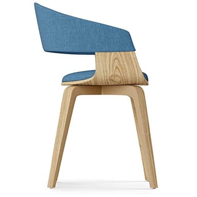 SIMPLIHOME Lowell Dining Chairs - Upholstered Light Natural Oak Bentwood Frame and Linen-Style Fabric Kitchen Chair in Blue, Modern Dining Room Seating with Curved Back and Padded Seat - Image 6