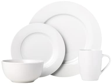 Amazon Basics 16-Piece Porcelain Kitchen Dinnerware Set with Plates, Bowls and Mugs, Service for 4 - White - Image 4