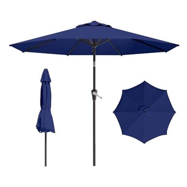 AreShark 9 FT Patio Umbrella for Outdoor, Outdoor Umbrella with Push Button Tilt and Crank, Outdoor Patio Umbrellas with 8 Sturdy Ribs for Market, Garden, Deck, Backyard, Pool (Navy) - Image 1