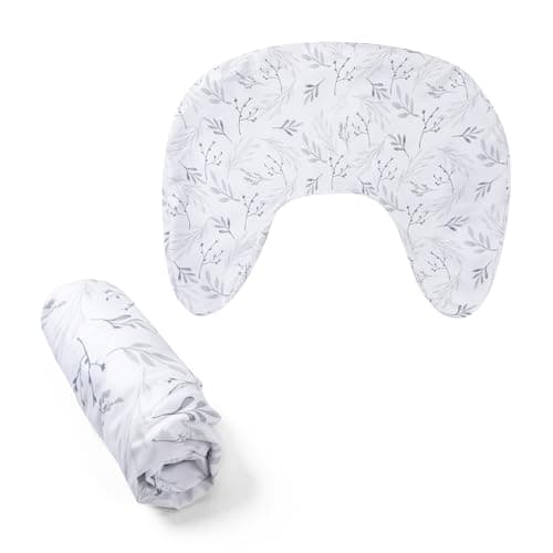 Boppy Nursing Pillow Cover - Soft, Hypoallergenic Washable Microfiber Bottle & Breastfeeding Pillow Covers (Redesigned Feeding Pillow Sold Separately) - Gray Gentle Leaves - Image 1