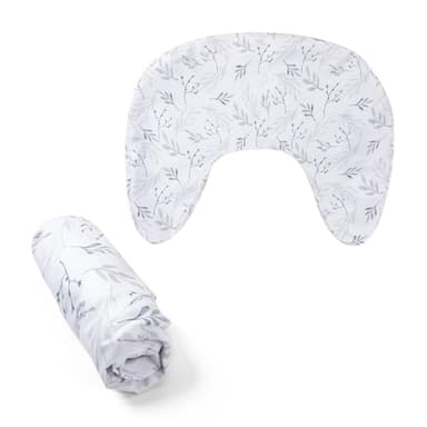 Boppy Nursing Pillow Cover - Soft, Hypoallergenic Washable Microfiber Bottle & Breastfeeding Pillow Covers (Redesigned Feeding Pillow Sold Separately) - Gray Gentle Leaves - Image 1