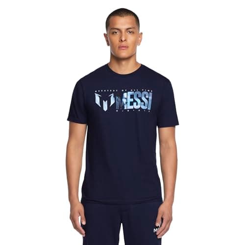 Messi Men's Lifestyle T-Shirt, Standard Fit, Comfortable Tee, 100% Cotton, Dress Blues, Large - Image 1