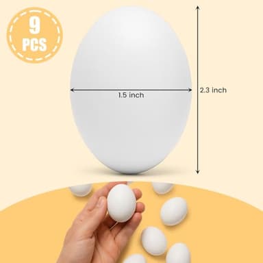 SallyFashion Wooden Fake Eggs for Nesting Boxes, 9 PCS White Easter Eggs for Craft Pretend Play Kitchen Accessories for Toddler Kids - Image 6