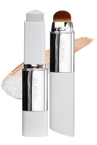 ELROEL Blanc Cover Cream Stick V White - Korean Color-Changing Foundation Stick with Volufiline - Medium to Full Coverage Dewy Finish Base Makeup - Dual-Ended with Detachable Brush (202 Natural) - Image 1