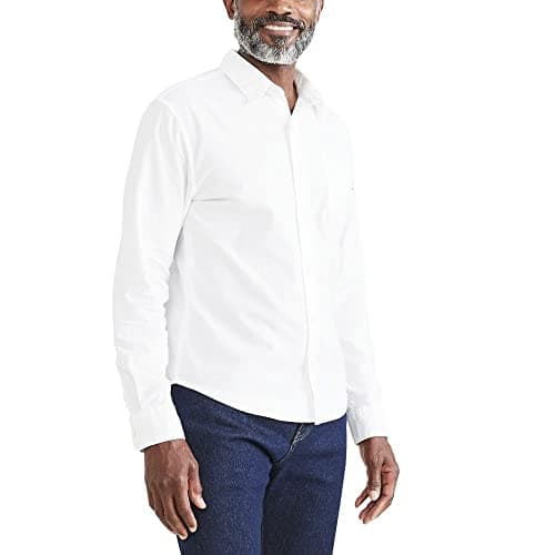 Dockers Men's Fit Long Sleeve Casual Shirt (Regular and Big & Tall), Delft Blue-End on End (Oxford), XX-Large - Image 1