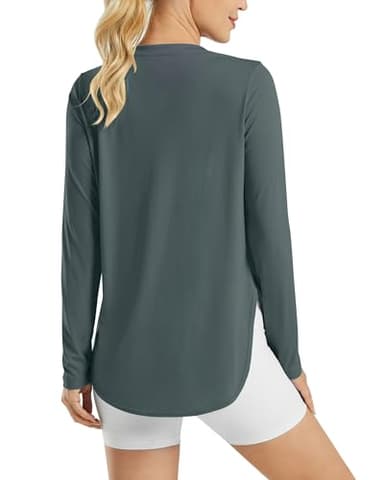 G4Free Long Sleeve Active Workout Shirts for Women UPF 50+ Running Hiking UV Shirts Lightweight Soft Athletic Tee Tops(Grey Sage,XL) - Image 4