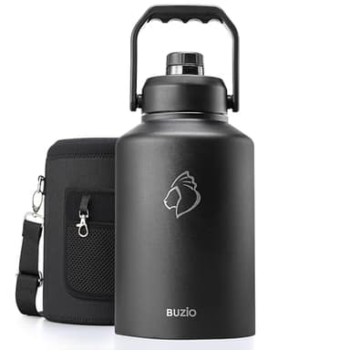 BUZIO 1 Gallon Water Bottle Insulated, (Cold for 48 Hrs) 3.58in Big Wide Mouth Leak Proof, 128oz Large Water Jug Stainless Steel Metal Flask with Handle for Camping,Outdoor Work,Travel,Hiking, Black - Image 9