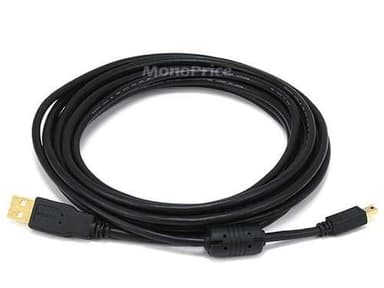 Monoprice USB 2.0 Type-A Male to Mini Type-B 5pin Male Cable - With Ferrite Core, Gold Plated, 28/24AWG, 15 Feet,Black - Image 4