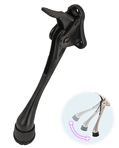 One Touch Kickdown Door Stopper, Door Holder, Heavy Duty Door Stops, Bottom of Door, Height-Adjustable Rubber Tips by HASHI (Black 6 inch x 1pack) - Image 1