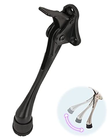 One Touch Kickdown Door Stopper, Door Holder, Heavy Duty Door Stops, Bottom of Door, Height-Adjustable Rubber Tips by HASHI (Black 6 inch x 1pack) - Image 1