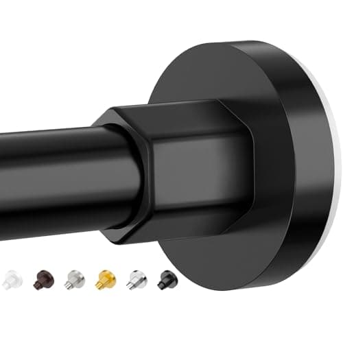 SUNALLY Shower Curtain Rods 32 to 61 Inch, Shower Tension Rod No Drilling Adjustable Shower Rods for Bathroom Non-Slip Stainless Steel Telescoping Shower Bar for Curtain, No Rust, Black - Image 1