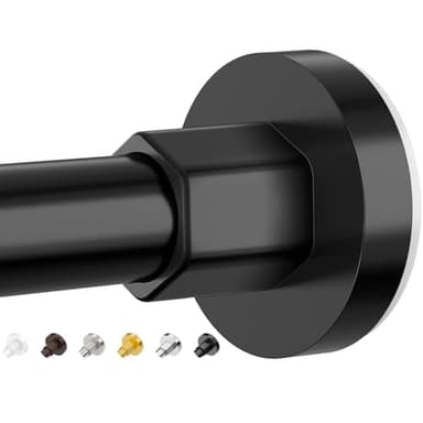 SUNALLY Shower Curtain Rods 32 to 61 Inch, Shower Tension Rod No Drilling Adjustable Shower Rods for Bathroom Non-Slip Stainless Steel Telescoping Shower Bar for Curtain, No Rust, Black - Image 1