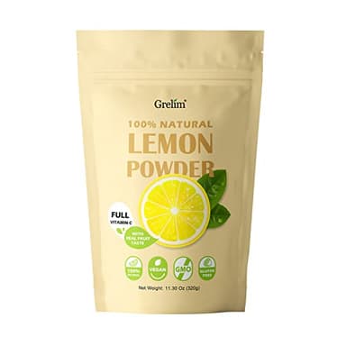 Grelim Lemon Powder 11.30 Oz, 100% Freeze Dried Powder, Filler Free, Gluten-Free, Rich in Natural Vitamin C Fresh Squeezed Lemon Flavor Great for Beverages, Smoothies 320g - Image 1